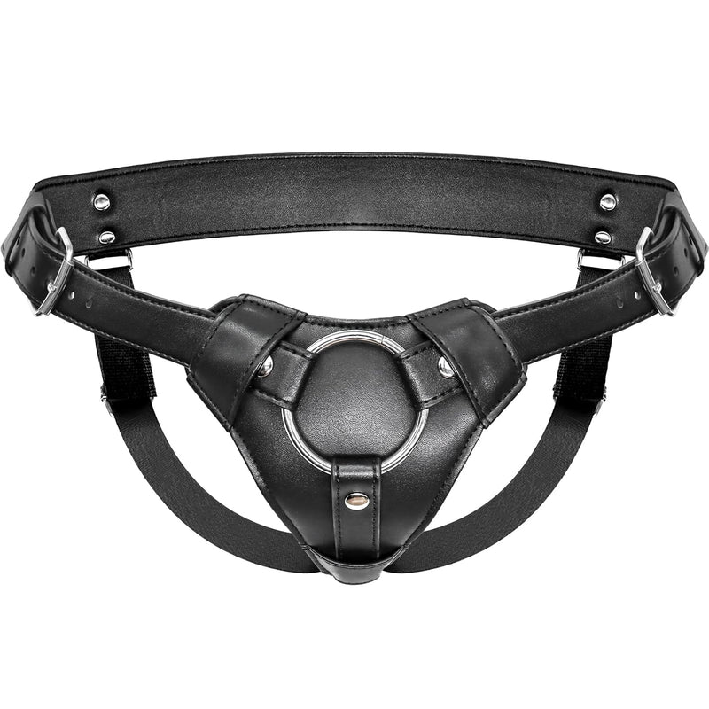 Strap On Dildo Harness Adult Sex Toys For Women Men Pegging Dildo, Adjustable Waist And Thigh Soft Nylon Vegan Leather Belt With 2 Size Metal O-Rings For Lesbian Gay Couple Vaginal Anal Play, Black