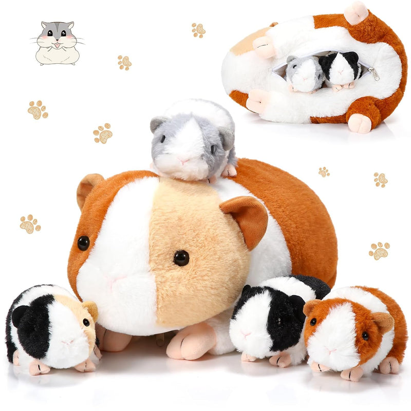 5 Pcs Guinea Pig Stuffed Animals, 16 Inch Big Mama Hamster Realistic Stuffe
