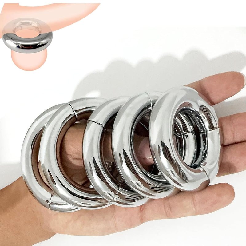 Male Penis Cock Ring Delay Head Glans Ring Stainless Steel Scrotum Ball Stretcher Weights Adult Sex Toys (Magnetic 40Mm Bold)