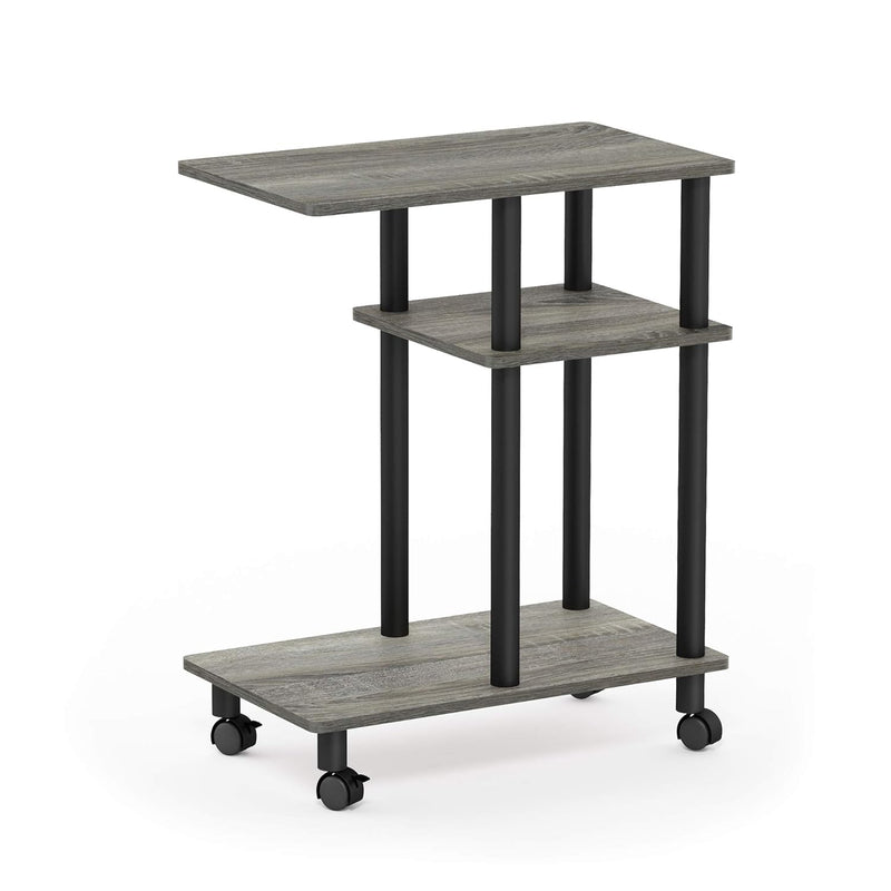 Turn-N-Tube U Shape Sofa Side Table With Casters, French Oak Grey/Black