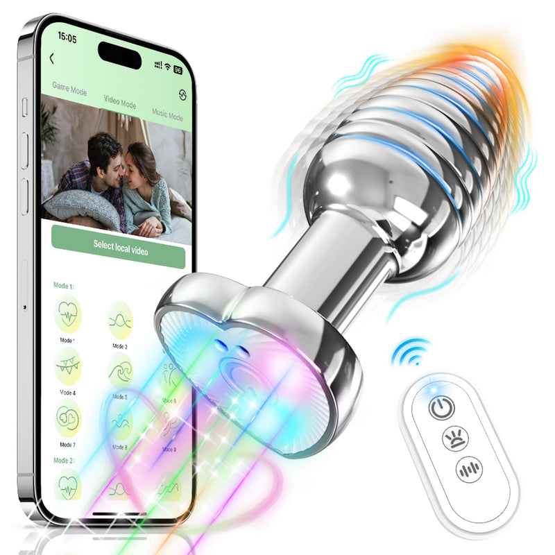 Vibrating Anal Plug Sex Toys - Light Up Butt Vibrator With 9 Vibrating Mode, Vaginal Tightening Training Anal Beads Prostate Massager With Heart Base, App Control Adult Sex Toys For Women Men Gay Solo