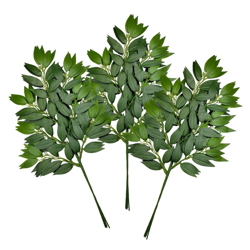 12Pcs Italian Ruscus Greenery Stems Artificial Silk Greenery Leaves Garland Vi