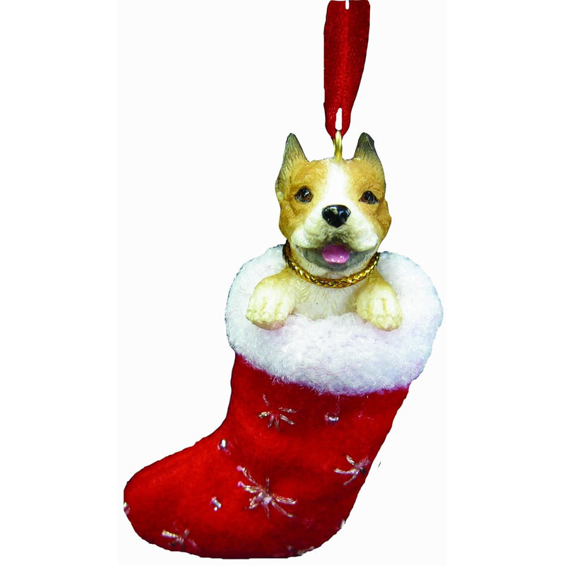 Pit Bull Christmas Stocking Ornament With "Santa'S Little Pals" Hand Painted A