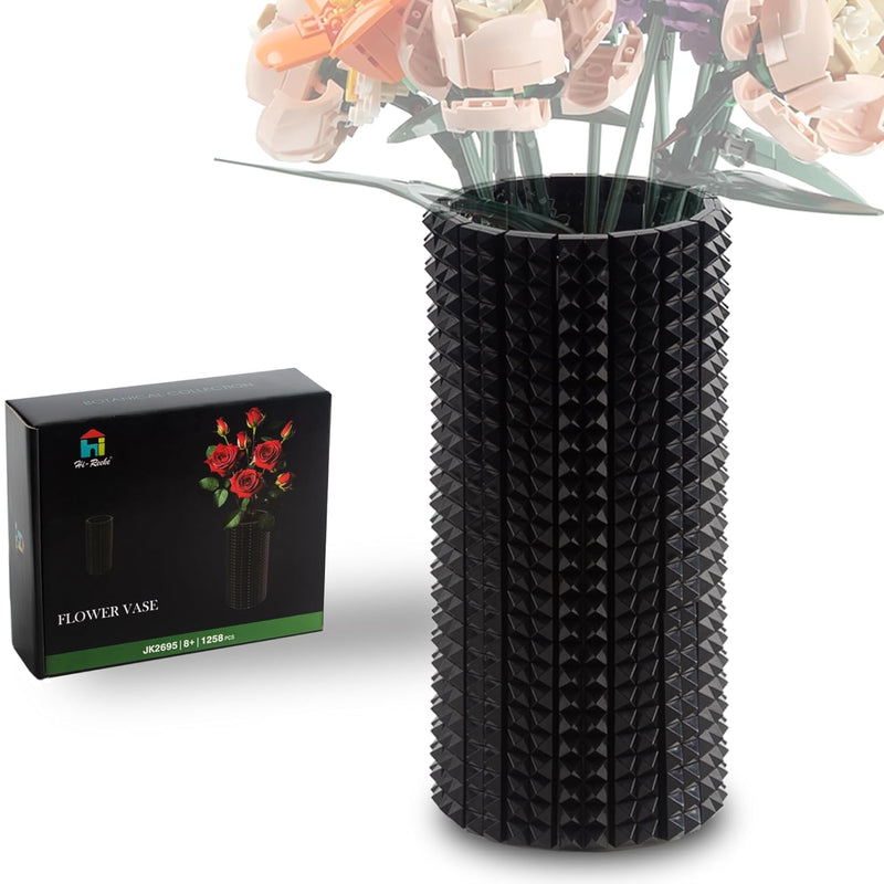 Hi Reeke Flower Vase Building Block Set, Black Vase For Women