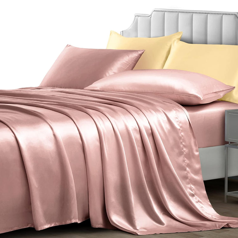 3 Pieces Satin Sheets Twin Xl, Silky Satin Sheet Sets With 1 Fitted Sheet, 1 F