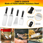 Blackstone Griddle Accessories Kit, 141PCS Stainless Steel Grilling Accessories for Blackstone & Camp Chef, Flat Top Grill Accessories Set with Spatula, Scraper, Tongs for BBQ & Camping