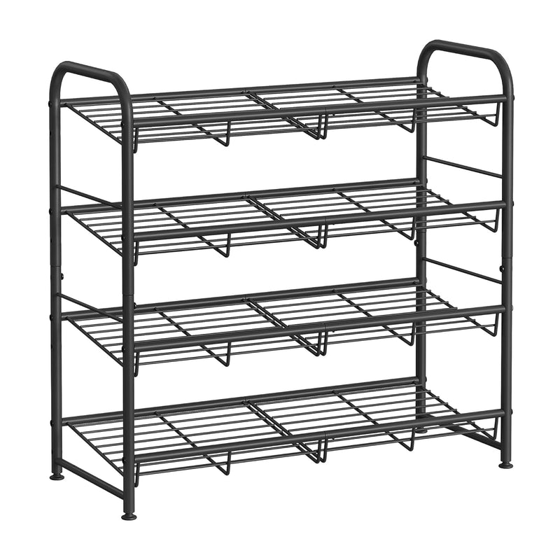Stackable Shoe Rack, 4 Tier Metal Shoes Rack Storage Shelf, Holds Up To 20 Pairs