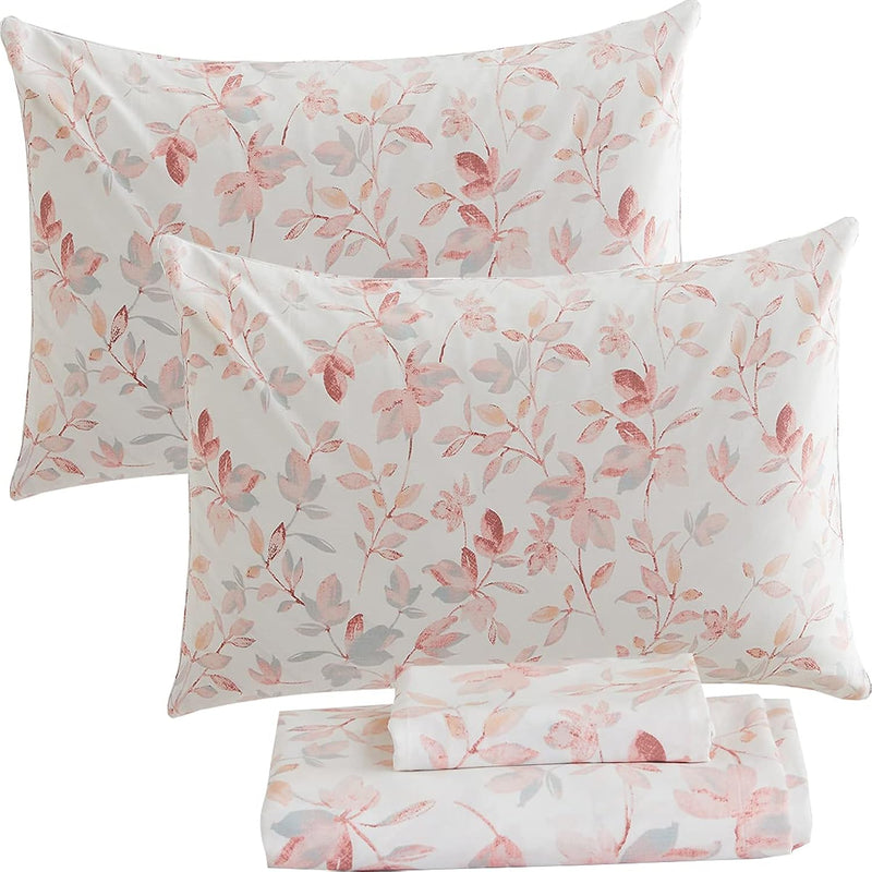 Cotton Sheets Set Queen, Blush Pink Sheet Set Soft Girls Elegant Floral And Br
