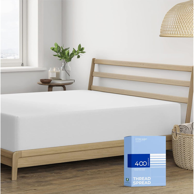 400 Thread Count 100% Cotton Fitted Sheet Only, Silver Queen Fitted Sheet, Lon