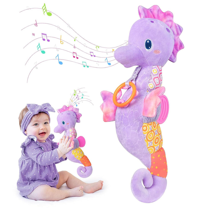 Baby Toys 0 6 Months,Infant Musical Seahorse Stuffed Animals Sensory Toys W
