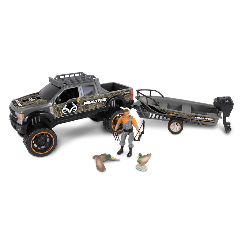 NKOK Realtree 1/18 Scale Free-Wheel Playsets 10-PC Set, RT Ford F-250 Super