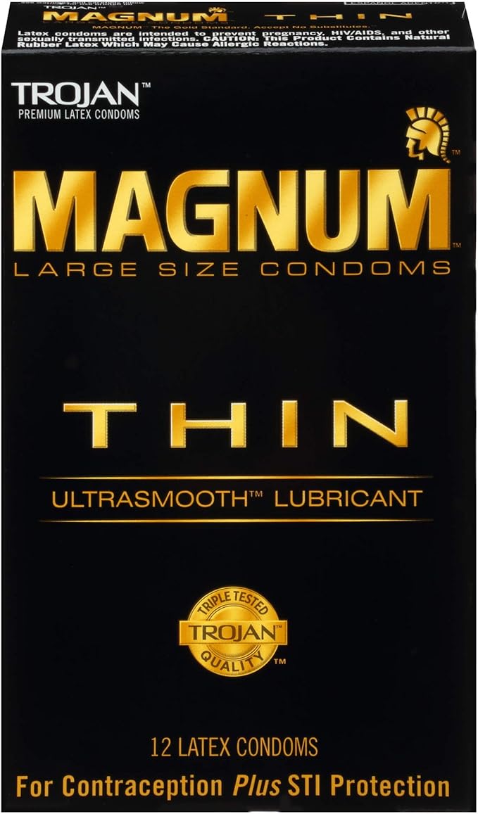 Magnum Thin Large Size Lubricated Condoms, Extra Comfort, 12-Count