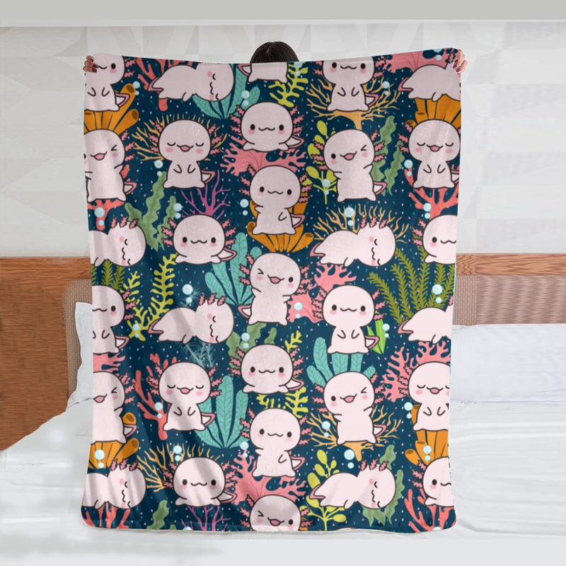 Axolotl Blankets Throw, Lovely Axolotl Gifts For Womens Girls, Cozy Keep Warm