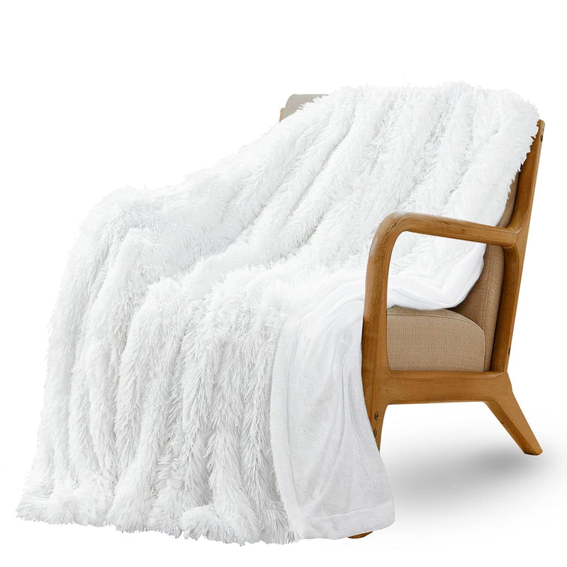 Reversible Soft Fluffy Faux Fur Blanket Twin Size 70X78 Inches, Decorative Sol