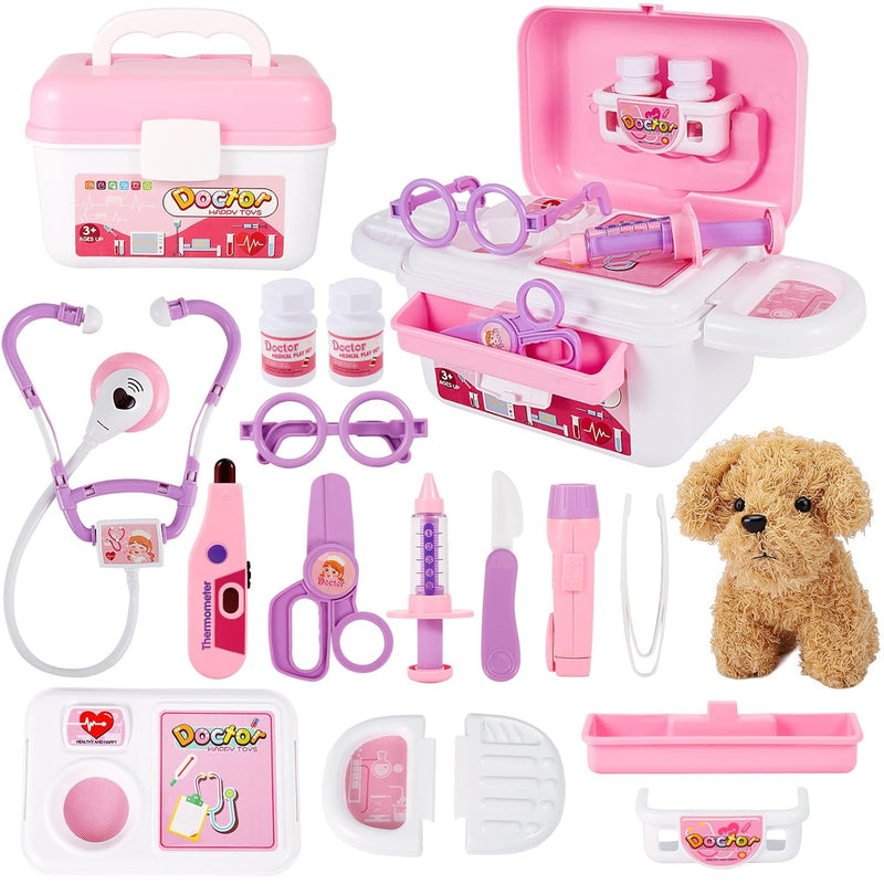 Doctor Kit For Toddlers 3 5, With Dog Toy Carry Case, Kids Vet Play Set Preten