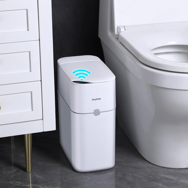 Bathroom Trash Can, Automatic Bagging Garbage Can, 3.5 Gallon Slim Smart Small P