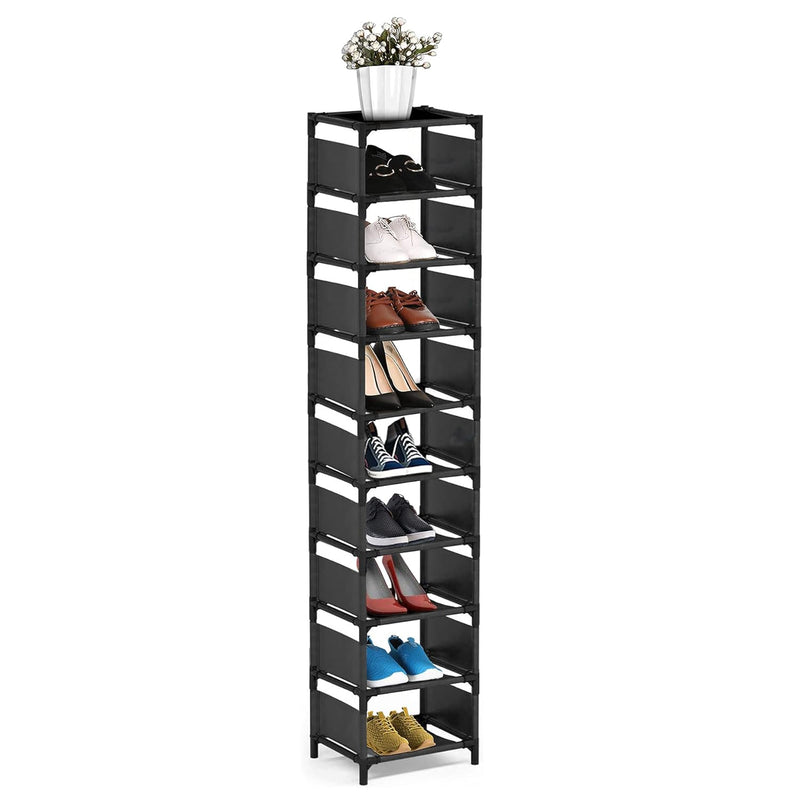 Narrow Shoe Rack, 10 Tier Vertical Shoe Rack For Closet Entryway Tall Slim Shoe