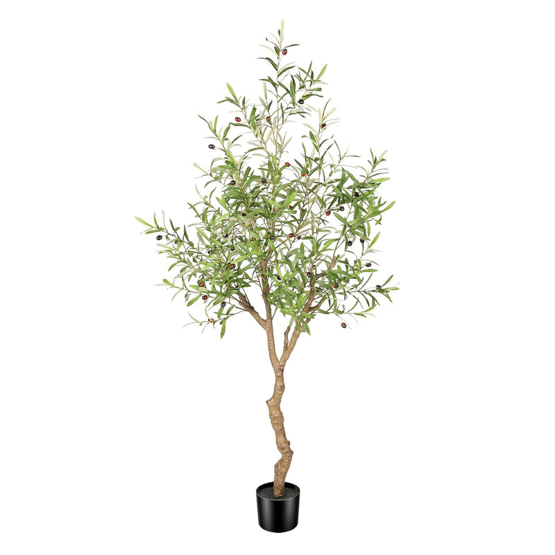 Artificial Olive Tree 6Ft -Tall Fake Potted Olive Silk Tree With Planter Natur