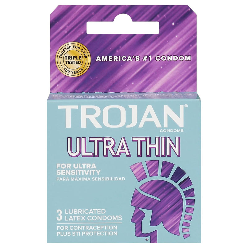 Condoms Ultra Thin Lubricated Latex - 3Ct, Pack Of 3