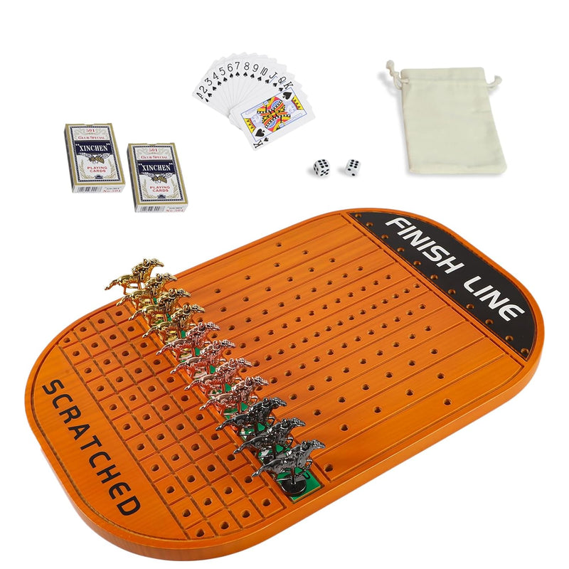 Horse Race Board Game Racing Game Thickened Solid Wood With 11 Luxurious Durab