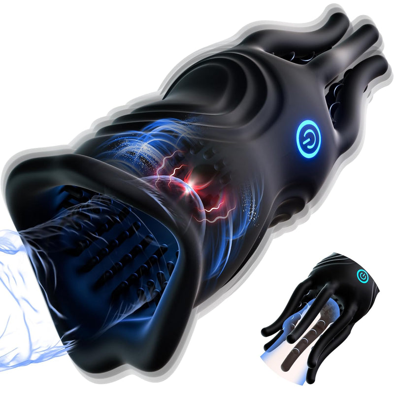 Penis Vibrator Male Masturbator – Mens Vibrator Sex Toys For Men With 10 Vibrations, Realistic Lips & Tentacle Texture Stimulation Stroker, 360° Full-Surround Blowjob Sex Machine For Penis Trainer