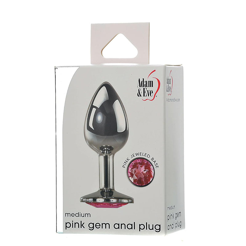 Medium Gem Solid Metal Anal Plug With Safety Base, 3.25", Pink