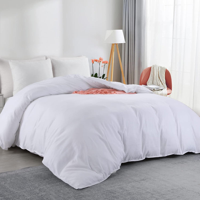 Oversized King Duvet Cover 120 X120 Inch, Ultra Soft Microfiber White Duvet Co