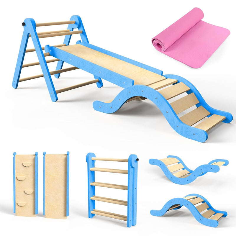 Pikler Triangle Set 7In1 Toddler Climbing Toys Indoor Foldable Baby Climbing T