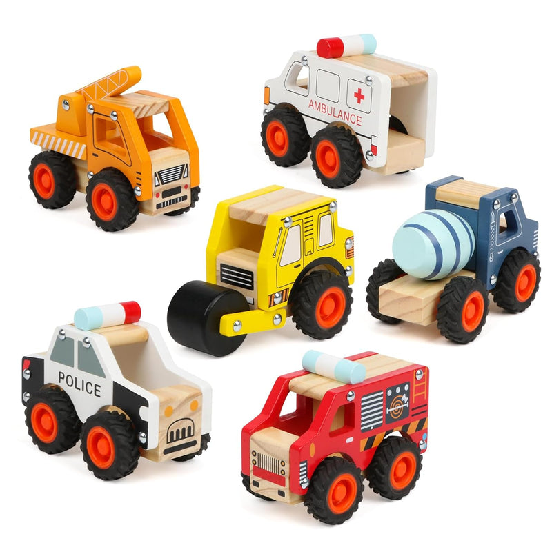 6Pcs Wooden Cars For Toddlers 1 3,Car Toys,Push And Go Vehicle,Kid Vehicle