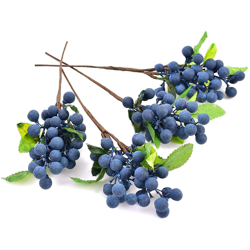 Artificial Berries, 4Pcs Artificial Blueberry With Stems Christmas Lifelike Fr