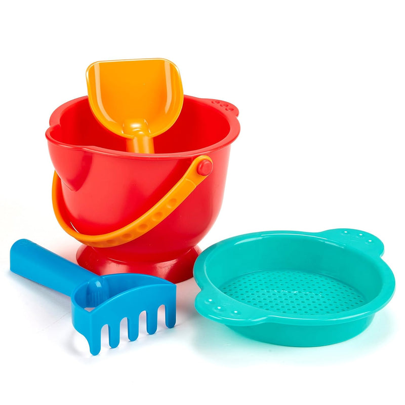 Hape Beach Basics Sand Toy Set, 18+ Months Including Bucket Sifter, Rake, a