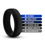 Blush Performance Puria Pro Silicone Cock Ring - 1.5" Wide Penis Ring - Enhances Girth & Hard Erections - Ultrasilk Smooth Stretchy, No Pinch Design - Play Hard Adult Sex Toy For Men & Couples - Black