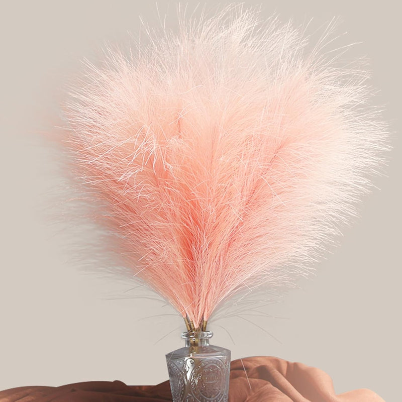 6-Pcs 17" Faux Pampas Grass Boho Decor Fluffy Artificial Fake Flower Bulrush R