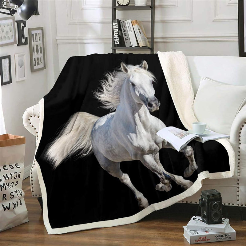 Horse Blanket Galloping Horse Printed Throw Blanket For Kids Boys Girls Teens