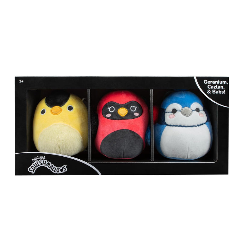 Squishmallow Babs Bluejay, Cazlan Red Cardinal, Geranium Yellow Finch 3 Pac