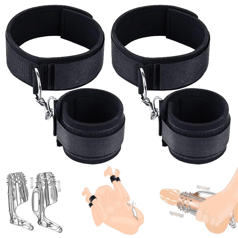 Bdsm Bondage Sex Toys Restraints Kit, Vibrating Cock Ring Wrist And Thigh Cuffs Set, Bdsm Penis Sleeve Adult Sex Toys For Men, Restraint Set Adult Sex Toys For Couple