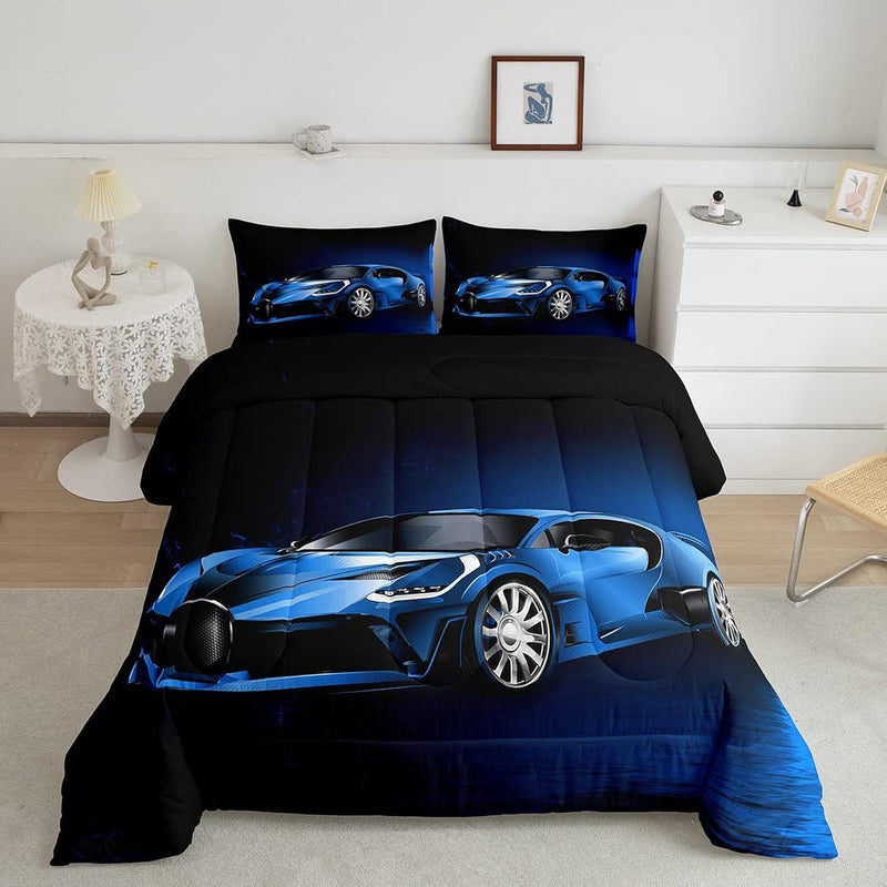 Sports Car Comforter Blue Race Car Comforter Set For Kids Boys Girls Extreme S