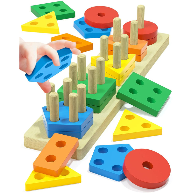 Montessori Toys For 1 2 3 Year Old Boys Girls Toddlers, Wooden Sensory Toys
