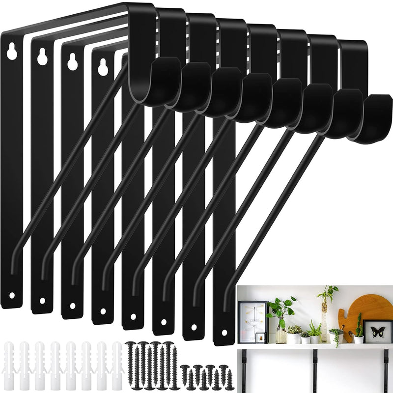 8 Pcs Heavy Duty Closet Rod Brackets Bulk Black Closet Shelf Bracket With Rod Su