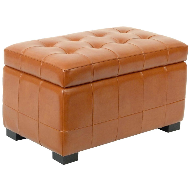Hudson Collection Nolita Leather Small Storage Bench, Saddle