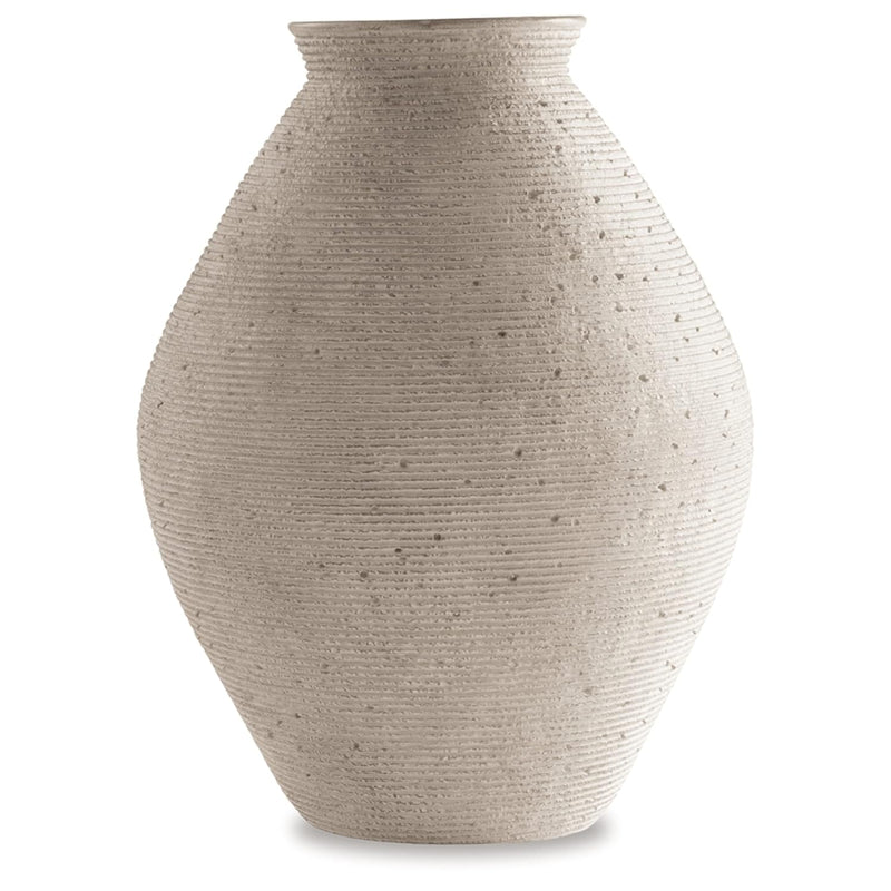 Hannela 17" Modern Distressed Polyresin Vase, Antique Tan,Beige