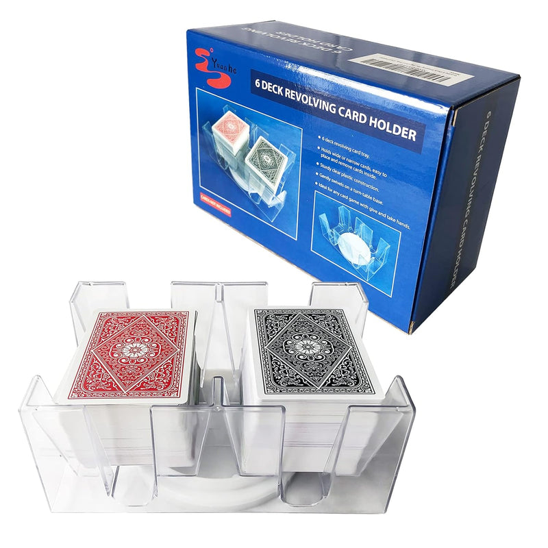 Yuanhe Canasta Playing Card Holder - 6 Deck Revolving Card Tray for Kids &