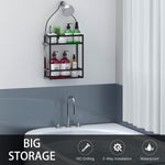 Shower Caddy, 10.4" x 4.5" x 22.04" Hanging Shower Caddy Organizer Over Shower Head Big Capacity for Shampoo, Conditioner with Hooks for Razor/Sponge, Matte Black
