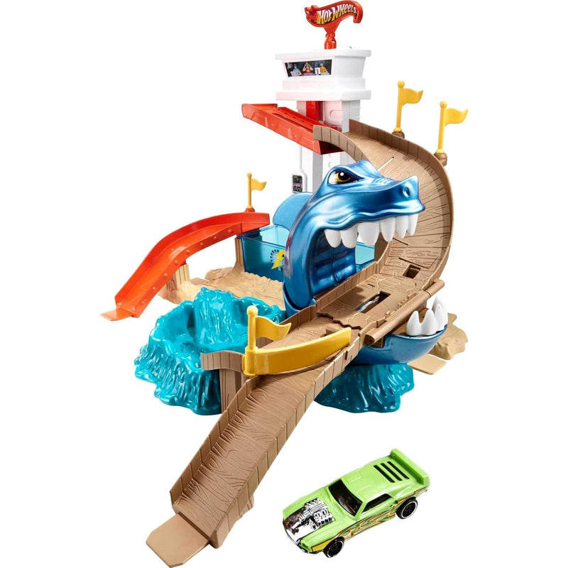 Hot Wheels Toy Car Track Set, Color Shifters Sharkport Showdown, 1:64 Scale