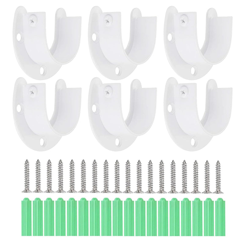 Wardrobe Closet Rod Bracket 6 Pack Closet Pole Brackets For Wall With Screws,Sta