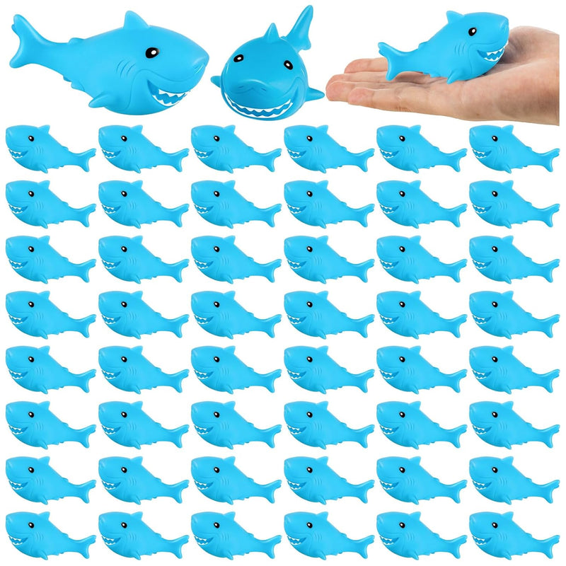 25 Pcs Rubber Sharks For Kids, Blue Shark Bath Toys Cute Floating Squeaky M