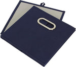 Set of 6 Foldable Fabric Storage Bins, Navy Blue, 81-1 Cubes with Handles