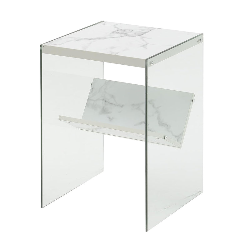 Soho End Table, Faux White Marble, 15.75 In X 16.5 In X 23.75 In