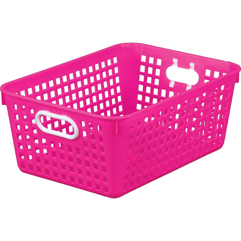Large Plastic Book Baskets, 13¼" By 10" By 5½" - Single, Pink| Classroom Library