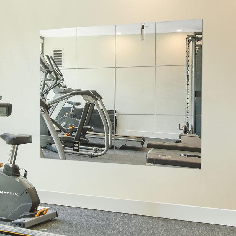 Gym Mirrors 12 Inch X 12Pcs Wall Mounted Mirror Glass Frameless Full Length Mi
